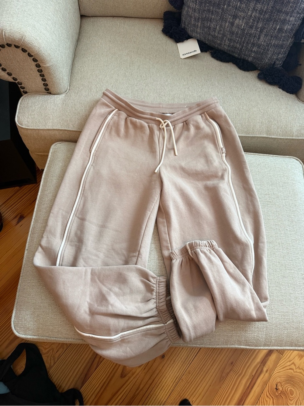 JoyLab Taupe Drawstring Joggers with White Trim